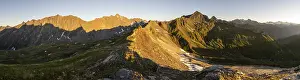 Panorama, mountain landscape at sunrise