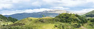 Panorama of Mountains in Lights and Shadows over Glenfinnan Viaduct