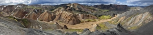 Panorama of the rhyolite mountains with lava field