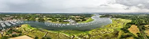 Panorama of River Hamble and Swanwick Marina from drone