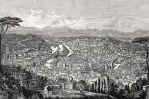 Panorama of Rome, Italy, 19th Century, Europe