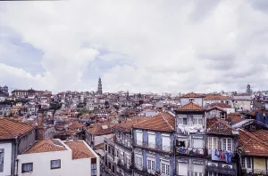 Panorama over roofs of the old town with Torre dos Clerigos