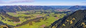 Category Mountain Landscapes Prints: Panorama from Rubihorn, 1957m, into the Upper Illertal with Fischen