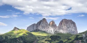 Panorama of Sassolungo mountain peaks