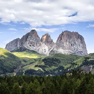 Panorama of Sassolungo mountain peaks