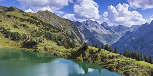 Panorama over the Seealpsee, behind it the Oytal