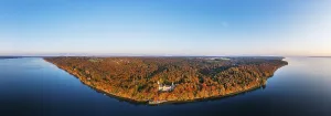 Panorama, Seeburg Castle at Lake Starnberg in the evening light