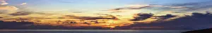 Panorama of Sunset over Aeolian Islands and Stromboli Volcano from Nicotera