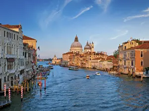 Panorama of Venice Grand Canal with boats