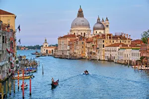 Panorama of Venice Grand Canal with gondola boats