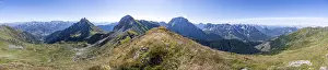 Panorama, view from the Carnic main ridge with rocky mountain peaks