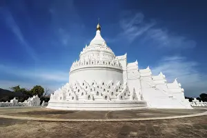 Panorama view of Hsinbyume or Myatheindan Pagoda at Mingun city near Mandalay