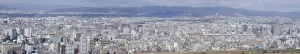 Panorama view of Osaka bay from the surrounding mountains