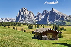 Panorama view with the Sassolungo mountain peak