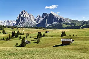 Panorama view with the Sassolungo mountain peak