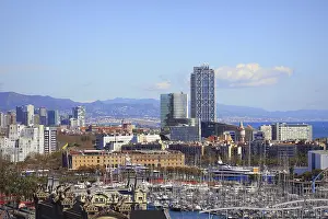 Panoramic aerial view of city Barcelona