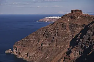 Panoramic Aerial View of Oia Village in Santorini Island