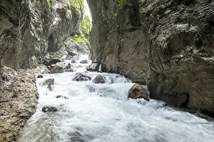 A panoramic image of the Partnachklamm in Bavaria Germany