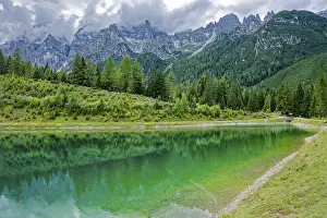 Category Mountain Landscapes Prints: Panoramic lake, mountain lake, Stubai Alps near Telfes and Fulpmes