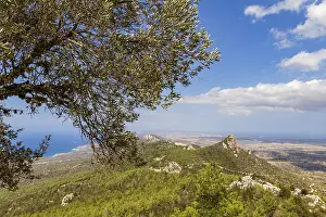 Panoramic landscape and sea view from Pentadaktylos mountains