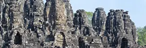 Panoramic picture of huge stone-carved faces of Bodhisattva Lokeshvara