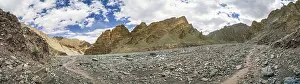 Panoramic scenery of popular Markha Valley trek in old buddhist kingdom of Ladakh in India
