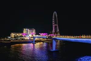 Panoramic view of Bluewaters Island at night
