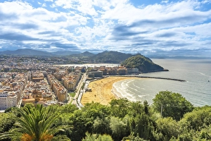 Category Mountain Landscapes Prints: Panoramic view of Donostia San Sebastian from Mount Ulia