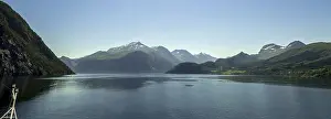 Panoramic view, fjord and mountain formations