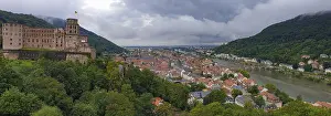 Panoramic view of Heidelberg Palace and the beautiful medieval city of Heidelberg in Germany