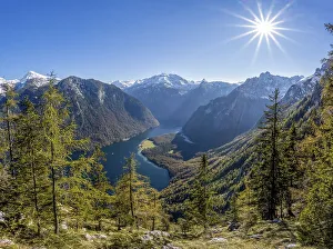 Panoramic view of the Koenigssee from the Archenkanzel viewpoint