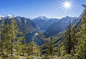 Panoramic view of the Koenigssee from the Archenkanzel viewpoint