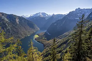 Panoramic view of the Koenigssee from the Archenkanzel viewpoint