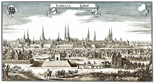 Panoramic view of Luebeck, 17th Century