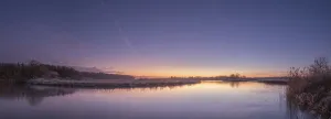 Panoramic view of the river Leine at sunset