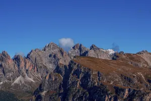 Panoramic view of the Val Gardena Dolomites in Italy