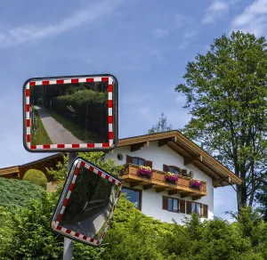 Parabolic reflector on a driveway