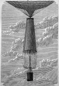 Parachute in 1880, during ascent in closed condition