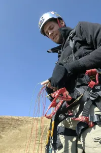 Paraglider preparing for takeoff