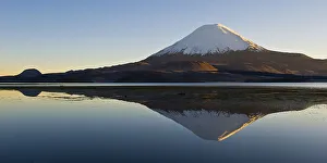 Parinacota volcano reflecting in the Chungara lake