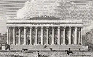Paris Bourse, Paris, antique steel engraved print