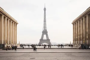 Paris, France - March 4th 2025 : The Eiffel Tower from the Place du Trocadero in Paris - Parisian landscape<br> Paris