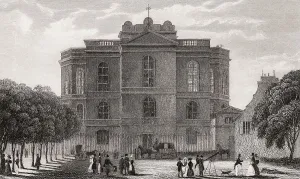 Paris Observatory, Meudon, antique steel engraved print