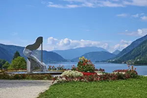 Park, flowers. Harp, Fountain, Summer