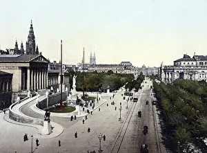 Parliament building and Minerva fountain in Vienna