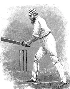 Parrying a ball, English cricket player