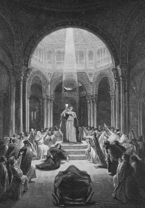 Parsifal shows the Holy Grail, work by Richard Wagner