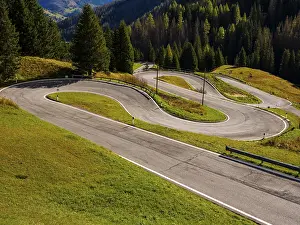 Pass road with many hairpin curves