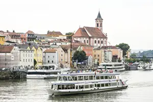 PASSAU, GERMANY, AUGUST 23: Passenger ships on the Danube river in Passau