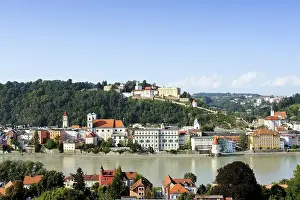 Passau, view over the Inn River with the Church of St